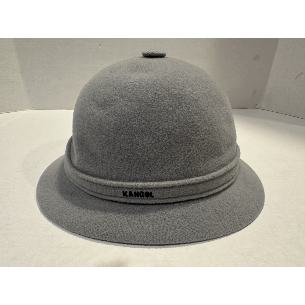 Kagnol Design Wool Classic Bucket Hat Top Button Center Logo Gray Size Large